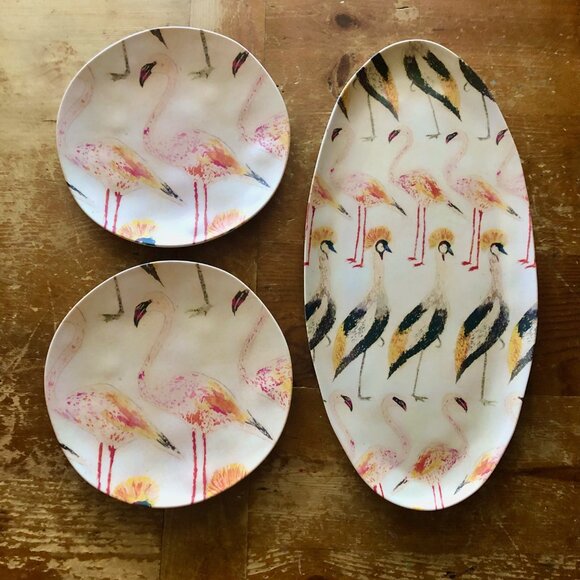 Crate & Barrel Keko Platter and 2 Salad plates - NWT